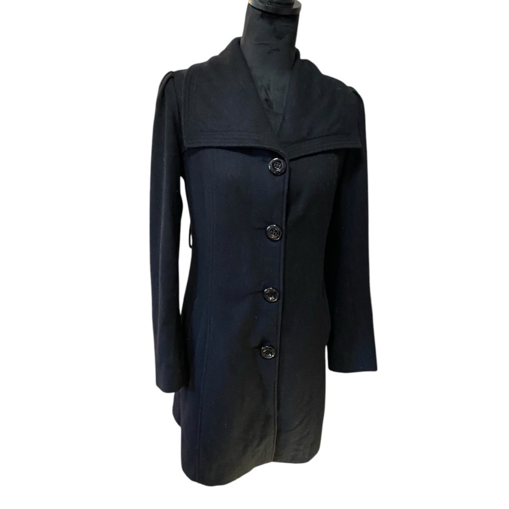 GUESS Black Long Pea Coat Jacket | Size Small EUC